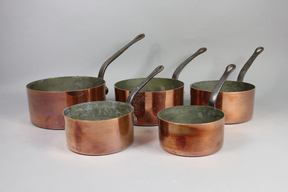 French Copper Saucepans With Iron Handles Piece Set Copper