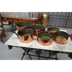 Antique French Copper Saucepans Set Of Copper Metalware