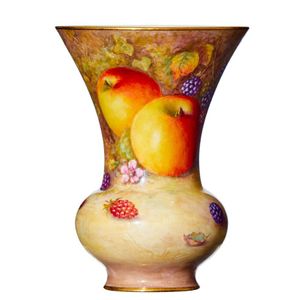 Hand Painted Royal Worcester Fruit Vase Signed By R Sebright Royal