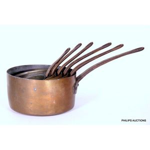 Copper Nesting Saucepan Set With Steel Handles Copper Metalware