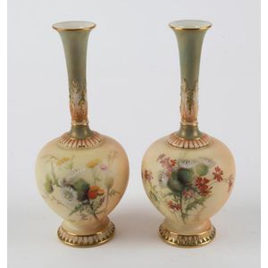 Antique Royal Worcester Floral Stem Vases Royal Worcester Ceramics