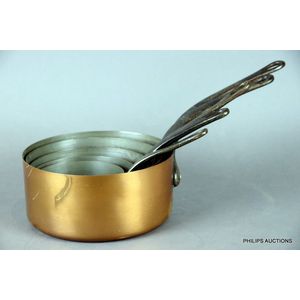 Copper Nesting Saucepan Set With Steel Handles Copper Metalware