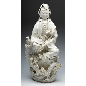 Seated Blanc De Chine Guanyin Figure Cm Zother Oriental