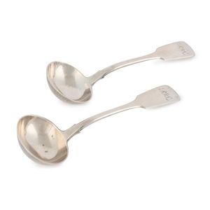 A Pair Of Georgian Sterling Silver Sauce Ladles With Maker S