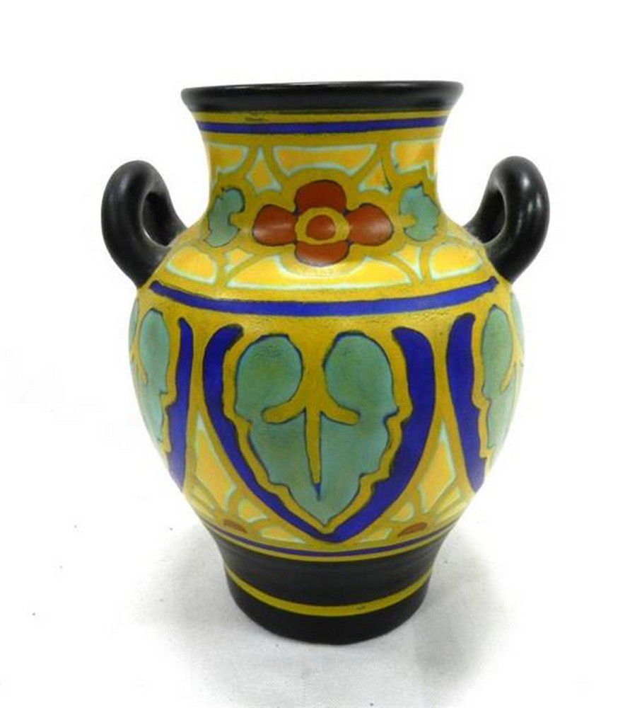 Colorful Gouda Holland Vase With Floral Design Gouda Ceramics