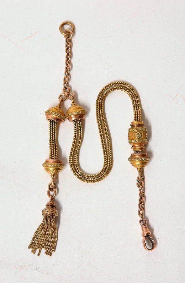 Antique 15ct. Gold Albertina Chain with Tassel and Bells - Necklace ...