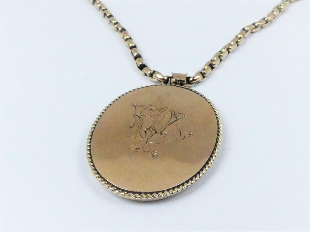 Engraved Oval Locket on 90cm Gold Chain Necklace/Chain Jewellery