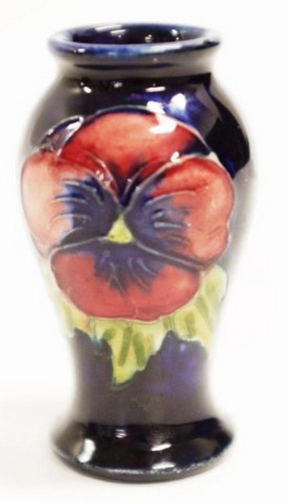 Moorcroft Blossom Miniature Vase on Cobalt Blue Ground Moorcroft Ceramics