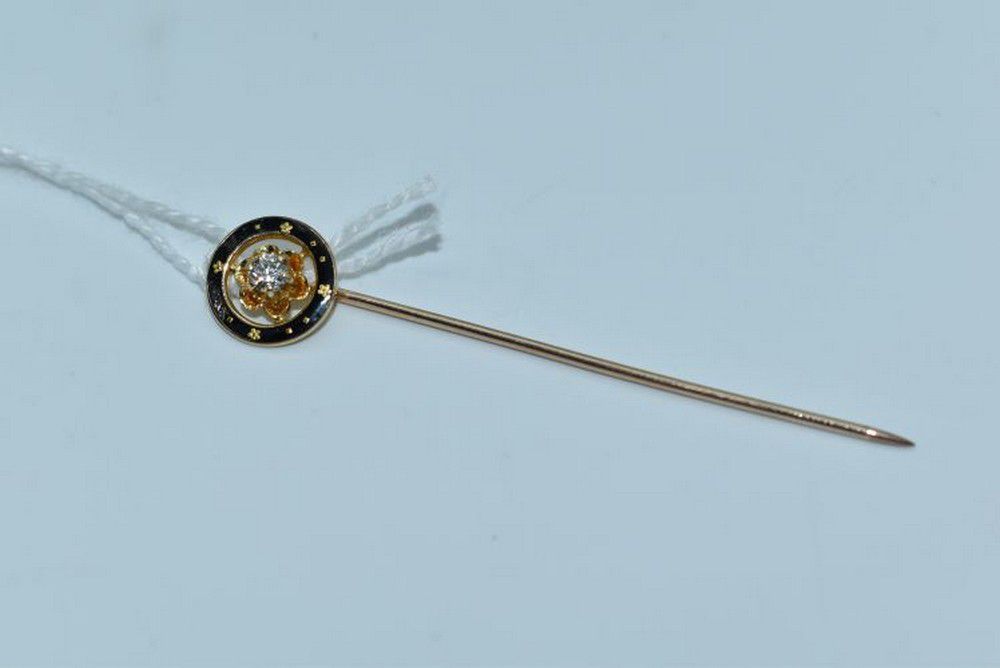 Victorian Enamel Crystal Mourning Stick Pin - Stick, Hat & Tie Pins ...