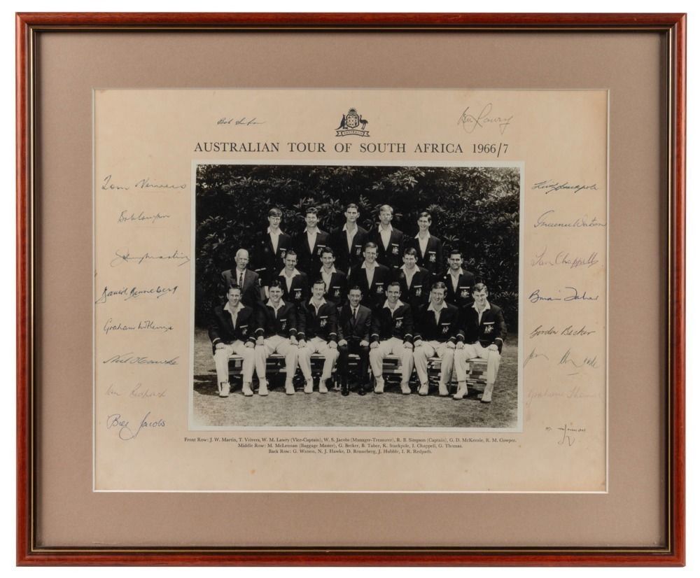 1966/67 Australian Tour of South Africa Team Signed Photograph ...
