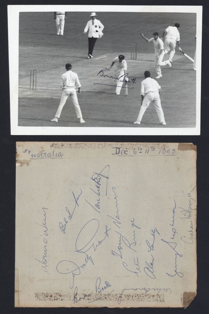 1963-64 Australian Cricket Team Autograph Page and Signed Photo ...