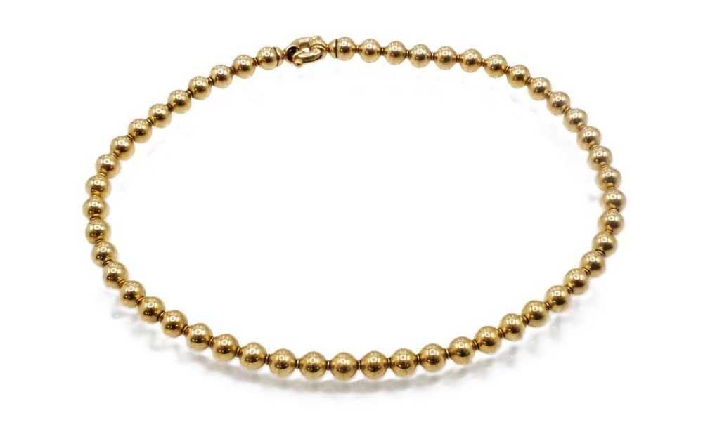 9ct Yellow Gold Circle Bead Bracelet 19cm