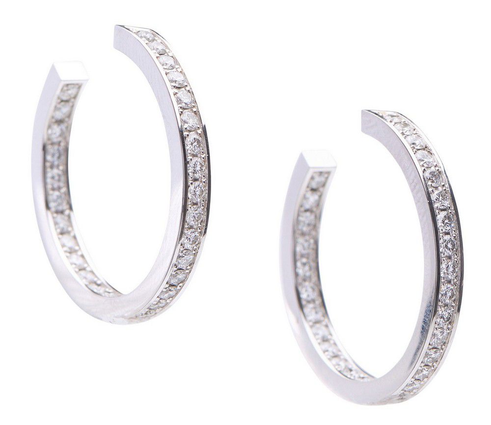 Cartier Diamond Hoop Earrings, 1.80ct Total Weight - Earrings - Jewellery
