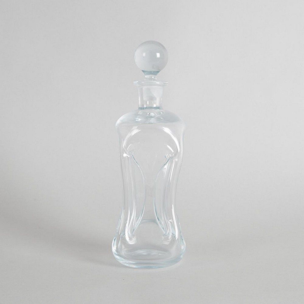 A glass decanter, hand blown body with pinched sides form,… Alcohol