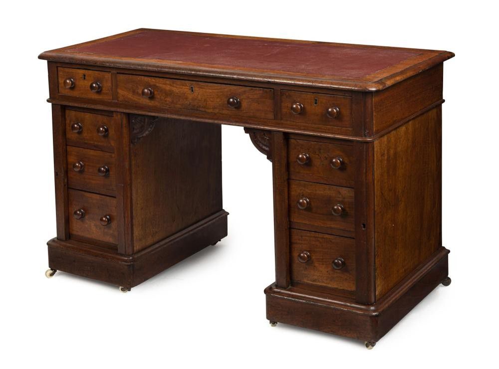 Cedar Twin Pedestal Ladies Desk, 1880 Desks Partners, Bureau Plat