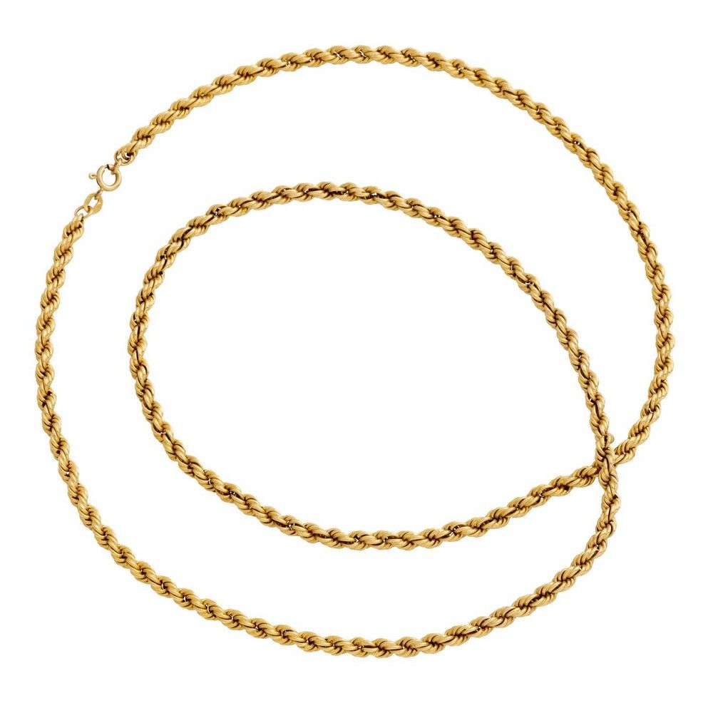 Long Chain Rope 18ct Gold Twisted Rope Long Chain, 23g, 700mm Circumference - Necklace ...
