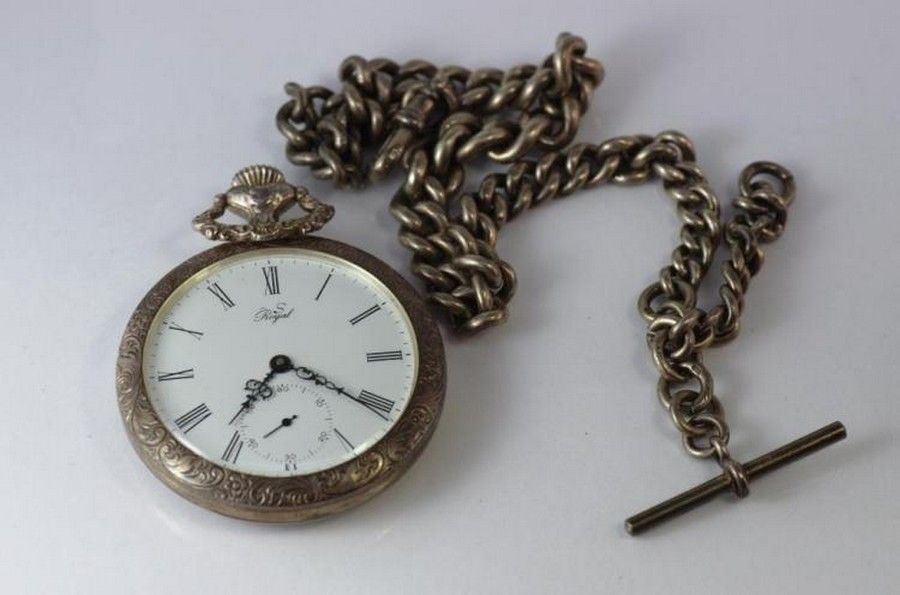 Silver Fob Chain with Plated Pocket Watch Set - Watches - Pocket & Fob ...