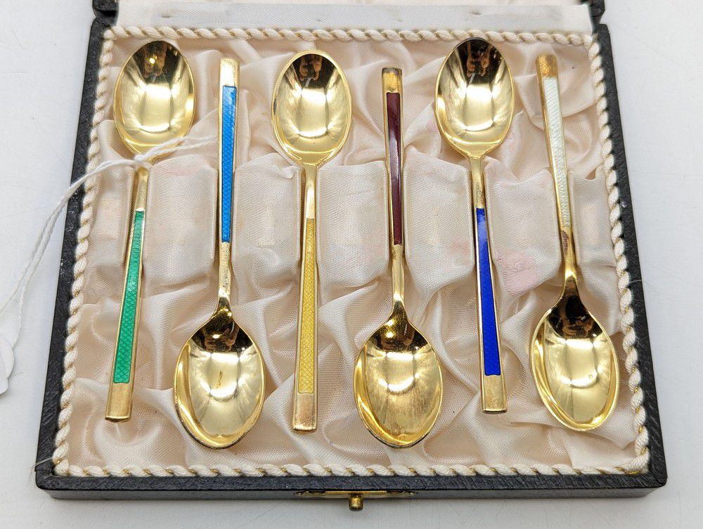 Enamelled Danish Silver Tea Spoons - Flatware/Cutlery and Accessories ...
