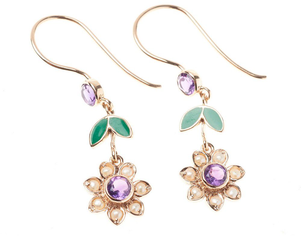 Suffragette-style Amethyst Daisy Earrings - Earrings - Jewellery
