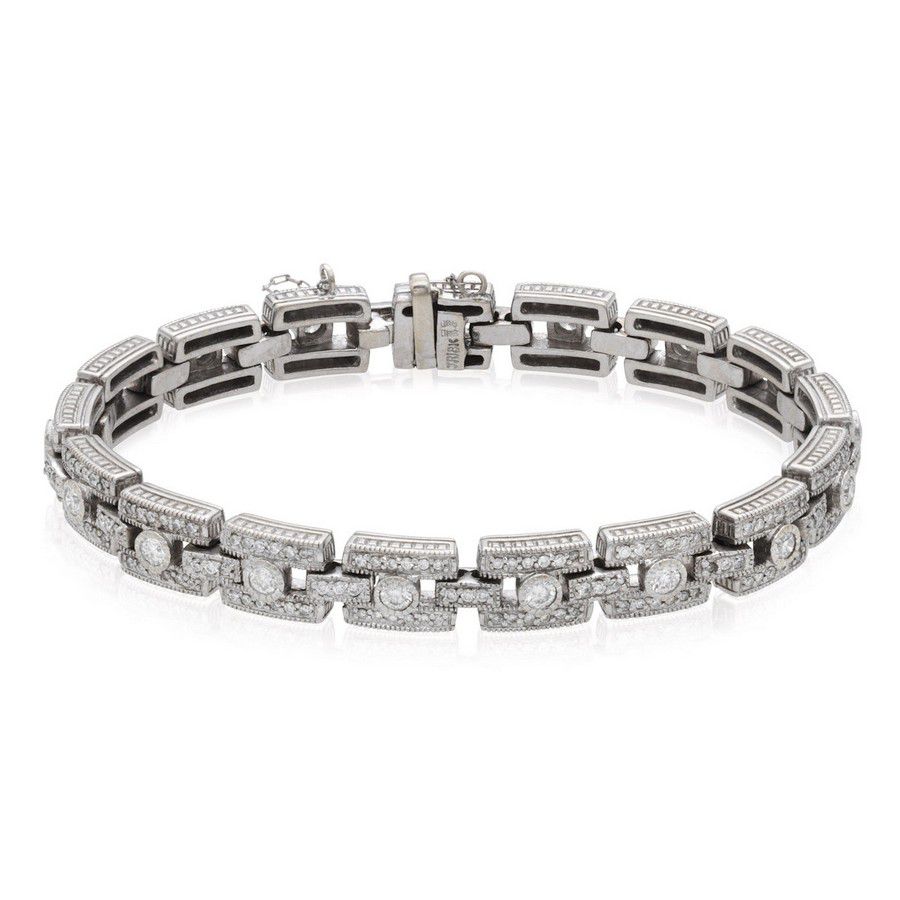 Diamond Bracelet with 1.26ct Surround in 18ct White Gold - Bracelets ...