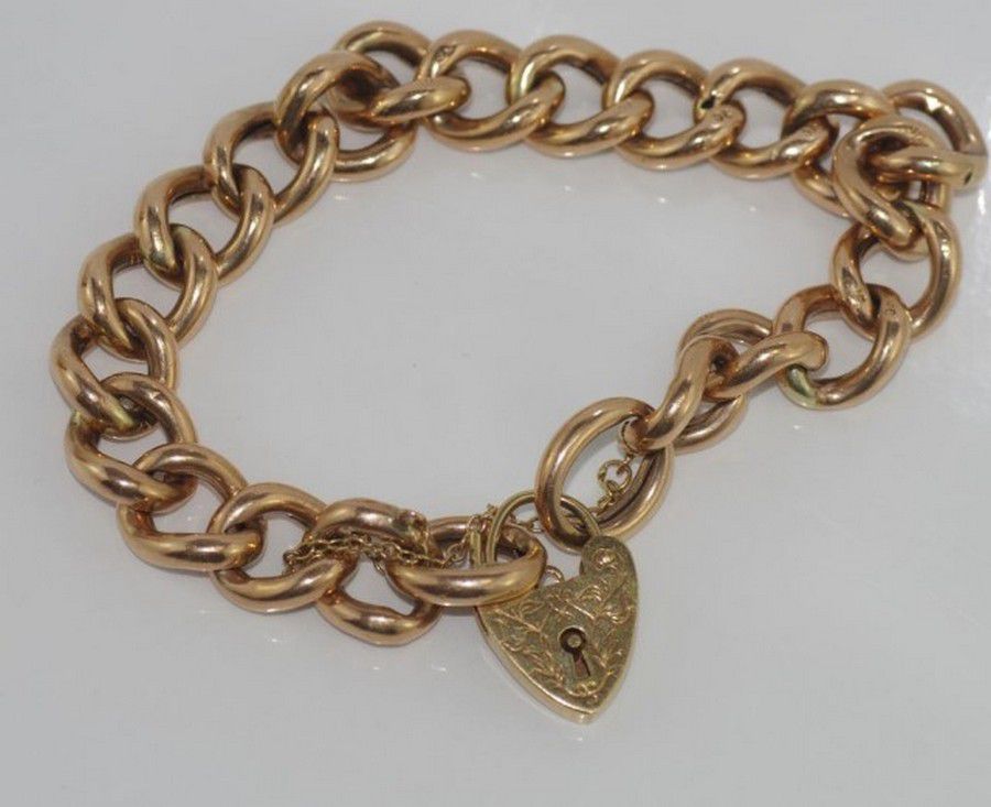 Rose Gold Heart Lock Bracelet with Safety Chain - Bracelets/Bangles ...