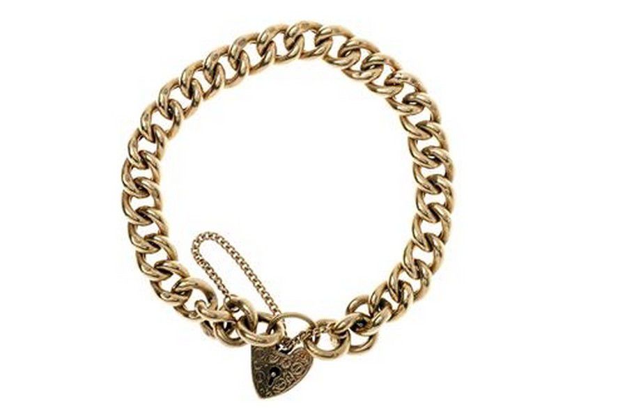 Vintage 9ct Gold Heart Padlock Bracelet - Bracelets/Bangles - Jewellery