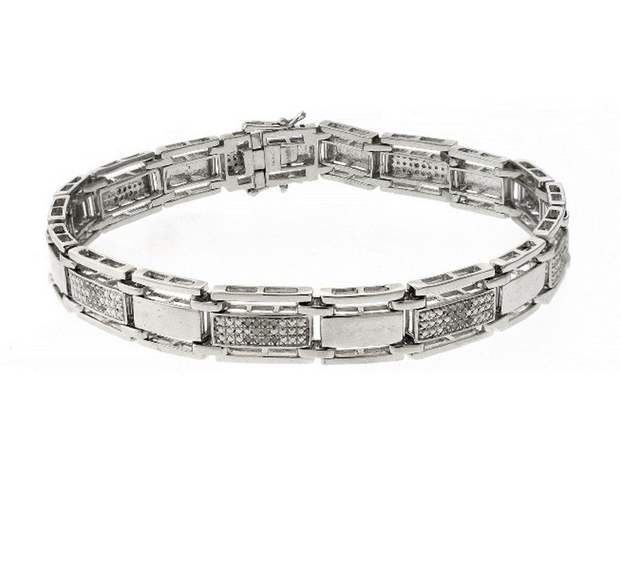 Sparkling 90-Diamond Silver Bracelet - 0.30ct Total - Bracelets/Bangles ...