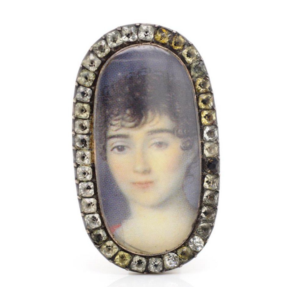 Georgian Portrait Brooch with Paste Stone Surround - Brooches - Jewellery