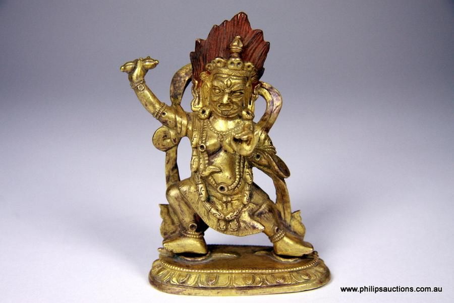 Gilt Bronze Tibeto-Chinese Vajrapani Figure - Bronze - Oriental