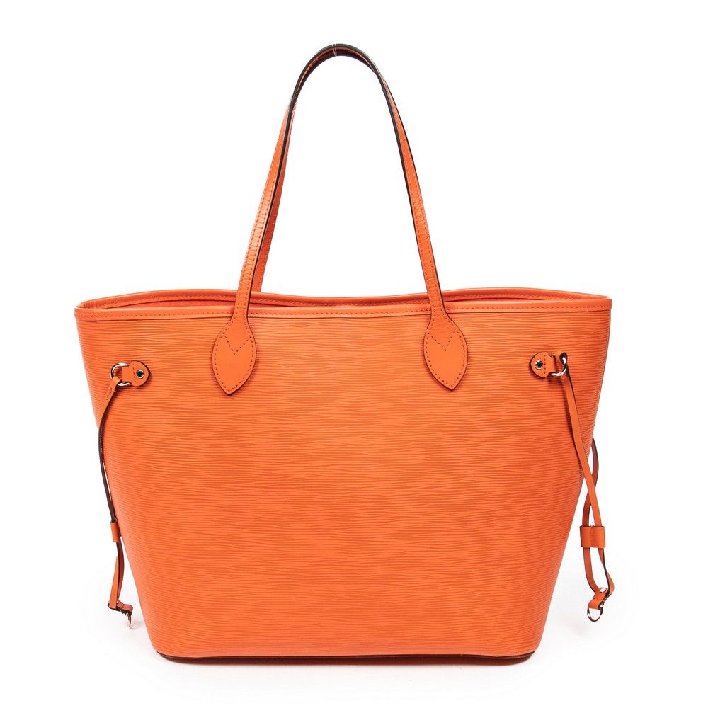 Orange Epi Leather Louis Vuitton Neverfull Tote with Silver