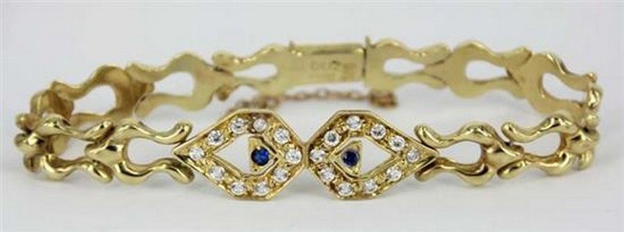 Lyre Link Bracelet with White and Blue Stones - Bracelets/Bangles ...