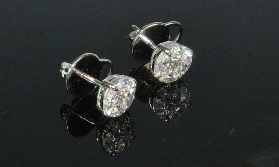 Invisible Set Marquise and Round Diamond Stud Earrings - Earrings ...