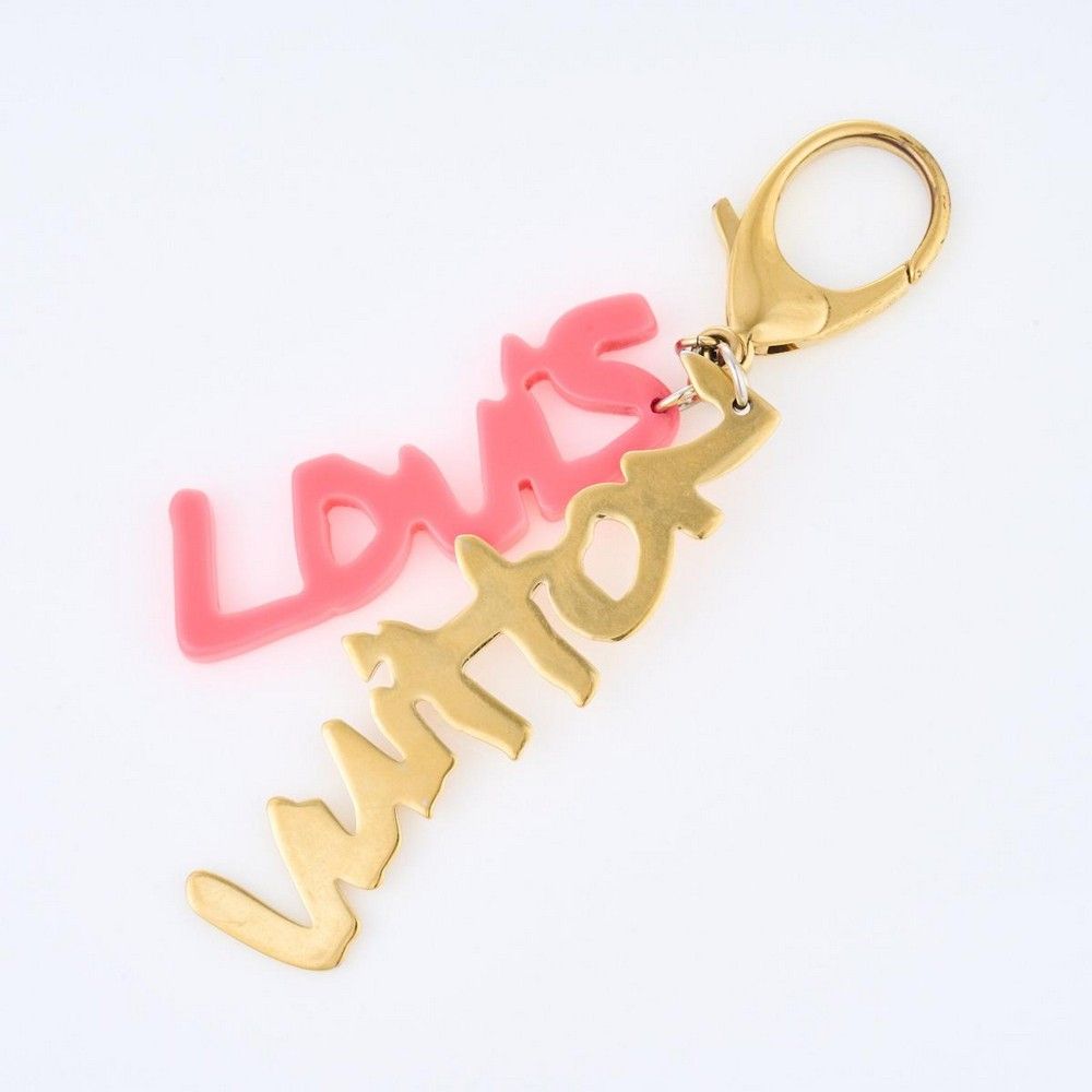 LV x Sprouse Graffiti Keychain: Pink Resin & Gold Tone - Zother - Jewellery