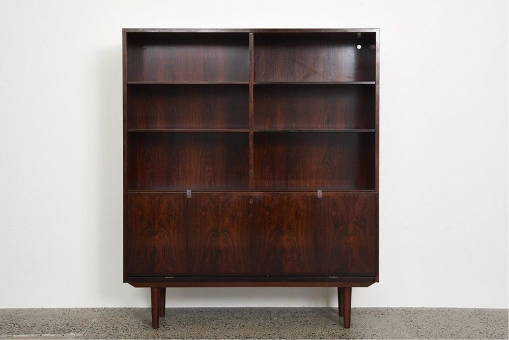 Danish Rosewood Bookshelf with Adjustable Shelves and Cabinet ... - Danish Minimalist Bookshelf Design
