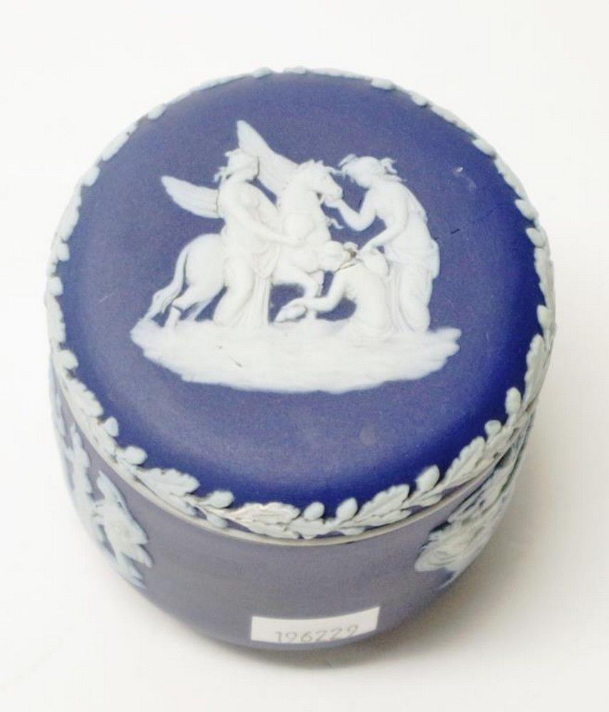 Dark Blue Jasper Ware Pot with Figural Embossing - Wedgwood - Ceramics
