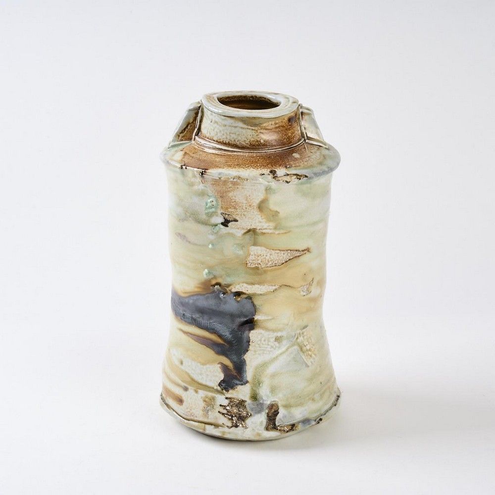 Duncan Shearer Salt Glaze Vase with Green Ash Trickle - New Zealand ...