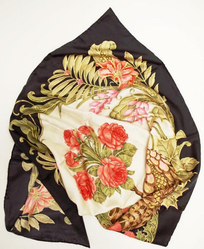 Floral Bird Silk Scarf by Ferragamo - Shawls, Scarfs & Collars ...