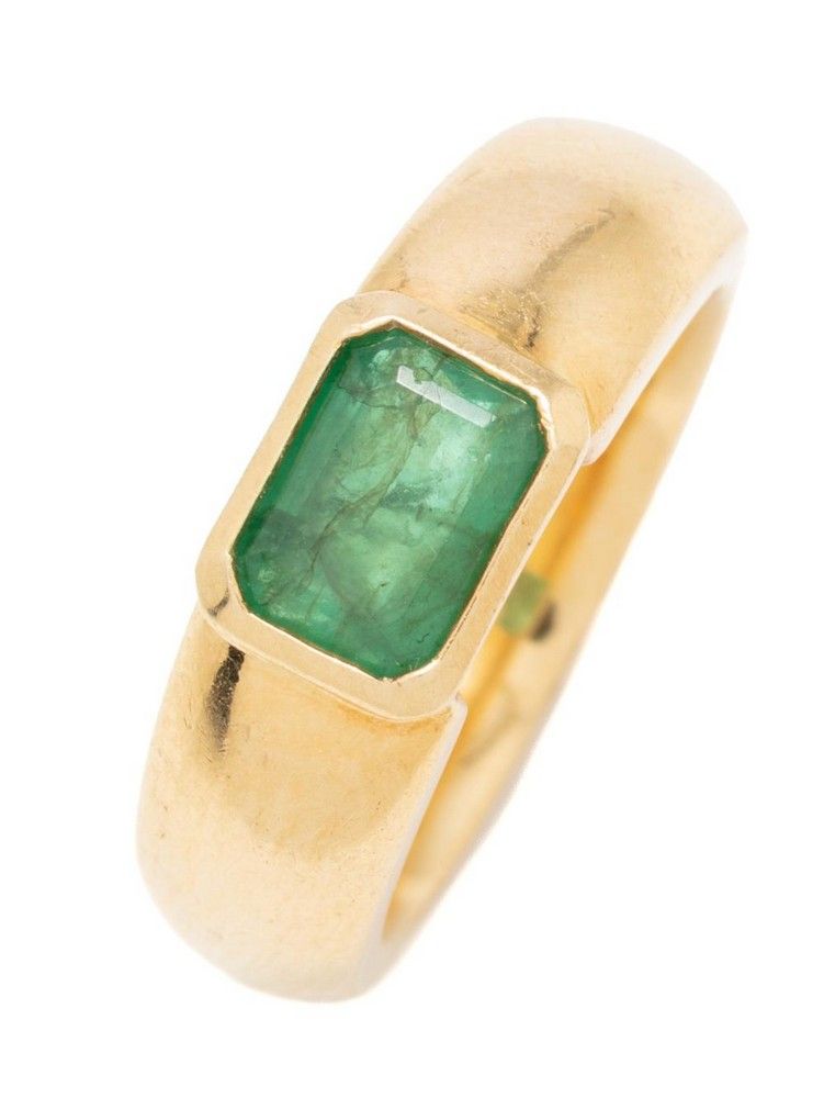 18ct Gold Emerald Ring with 1.1ct Emerald - Size L - Rings - Jewellery