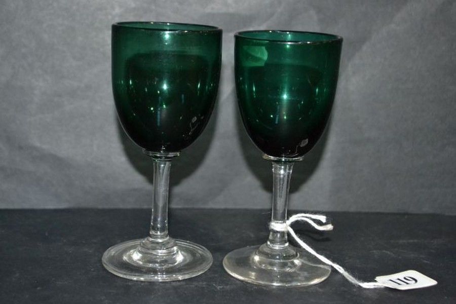 Victorian Green Glass Wine Goblets British Victorian Glass