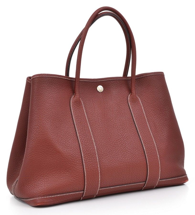 Burgundy Hermes Garden Party Handbag with Silver Hardware - Handbags ...