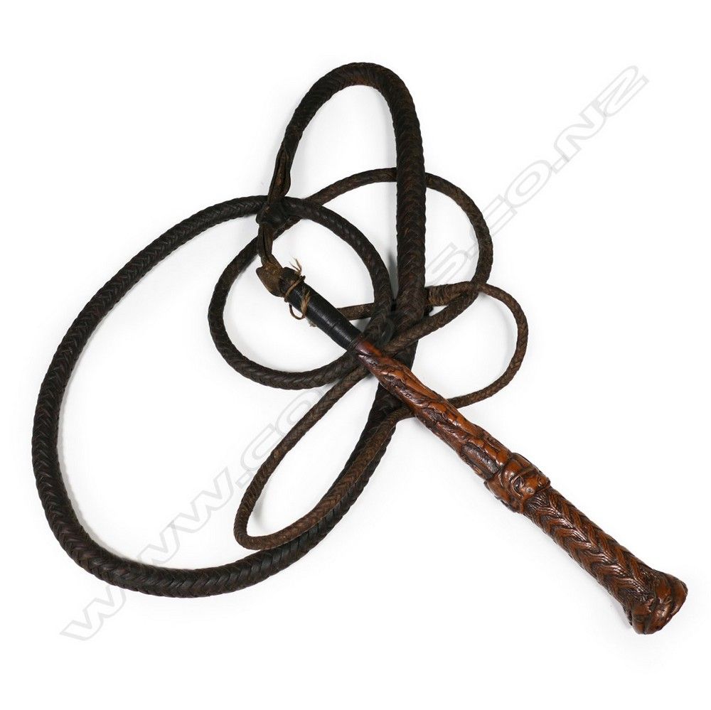 A 19th century plaited leather stock whip, with fine quality… - Animals ...