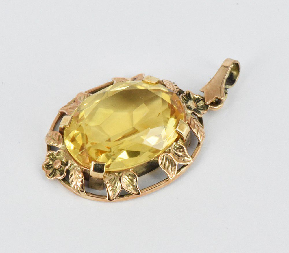 9ct Gold Citrine Pendant - 3.6g - Pendants/Lockets - Jewellery