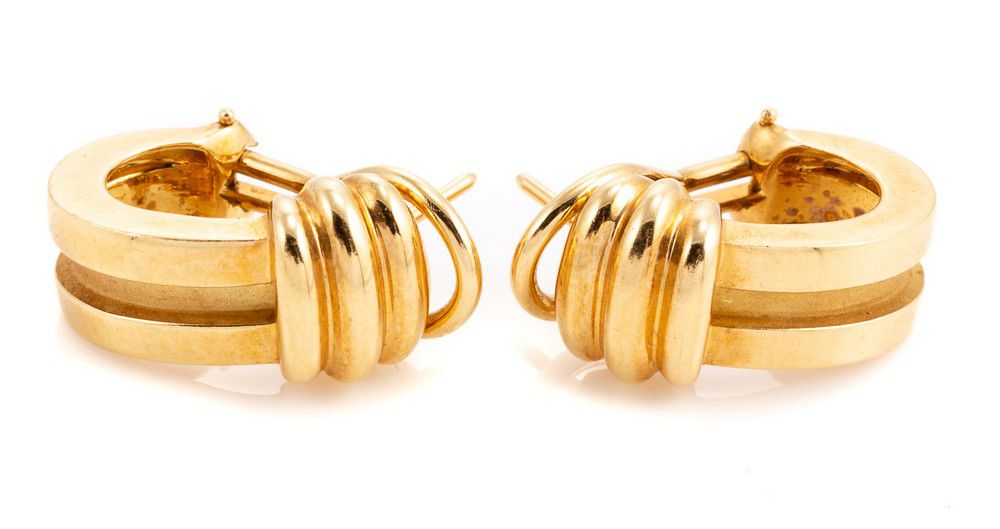 Tiffany & Co 18ct Gold Half Hoop Earrings 1995 - Earrings - Jewellery