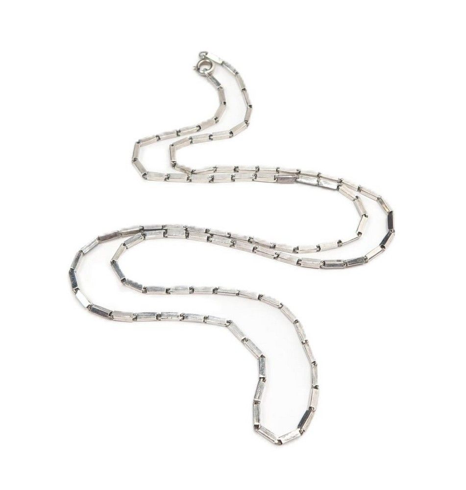 Vintage Sterling Silver Bar Link Chain, 7.3g, 61cm Length - Necklace ...