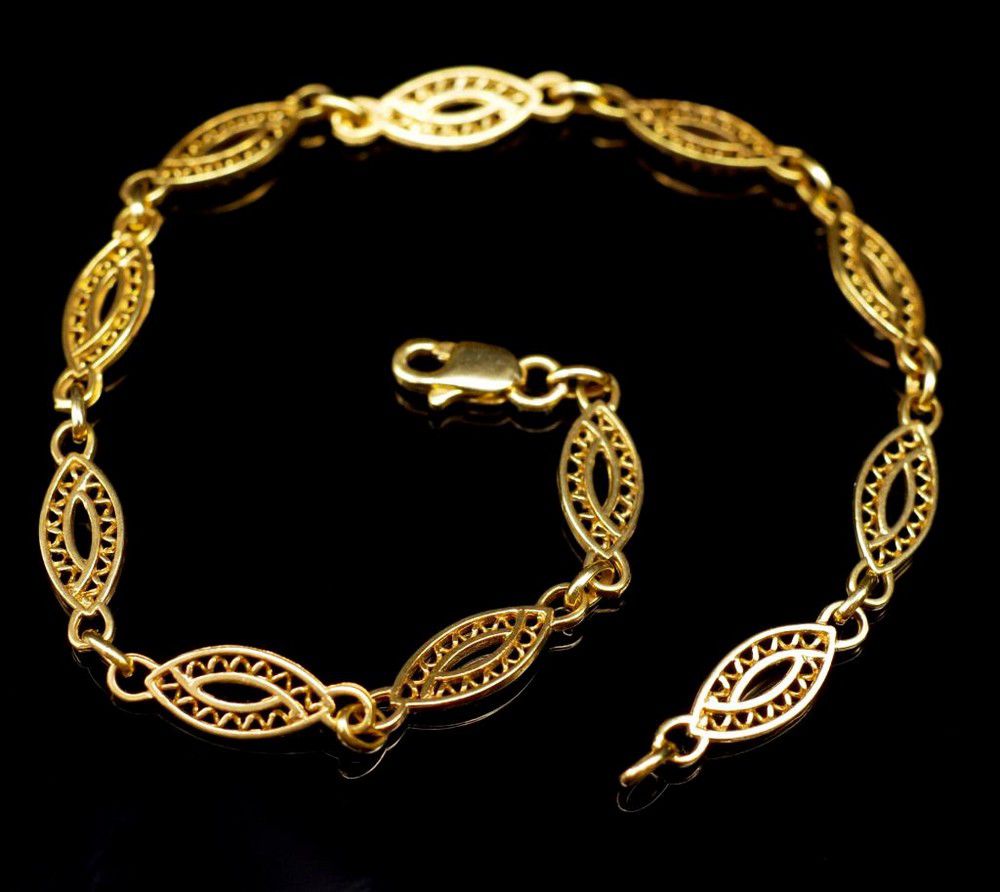 375 Yellow Gold Filigree Bracelet - 3.2g, 16cm Length - Bracelets ...