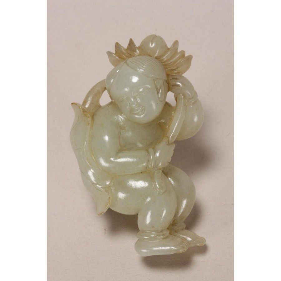 Jade Lotus Child Figure - Jade - Oriental