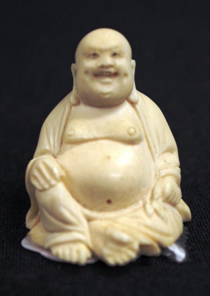 Miniature Carved Ivory Buddha Figurine - Zother - Oriental