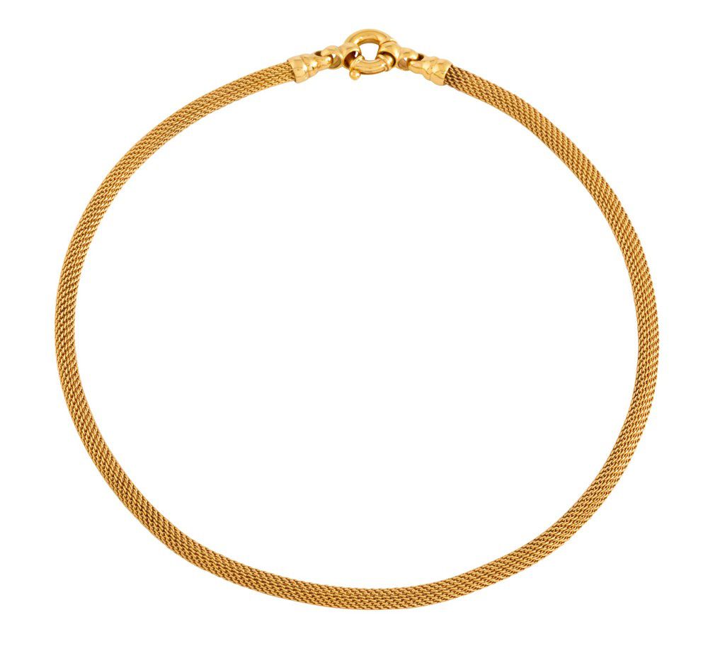 18ct Gold Mesh Necklace with Bolt Ring Clasp - Necklace/Chain - Jewellery