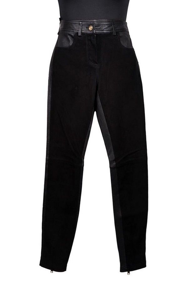 Givenchy Black Leather Pants with Suede Paneling and Zip Detailing ...