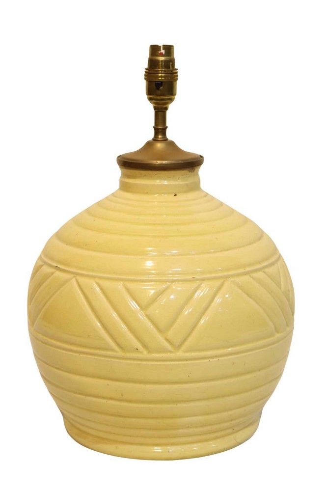Bosley Pottery Yellow Glazed Lamp Base With Brass Fittings Bosley 